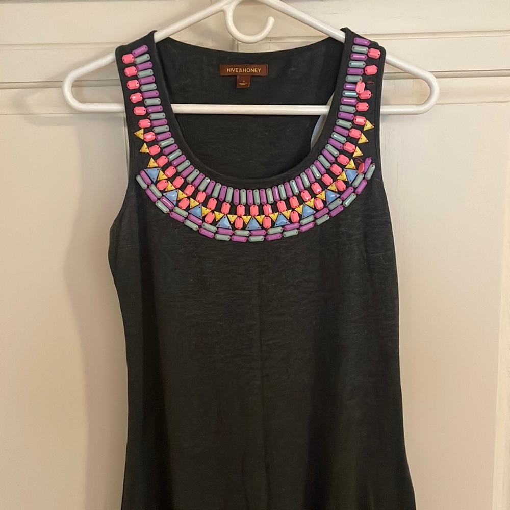 Grey beaded racer back maxi dress
